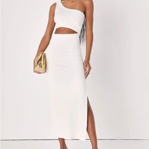 Lulus beige cut out dress